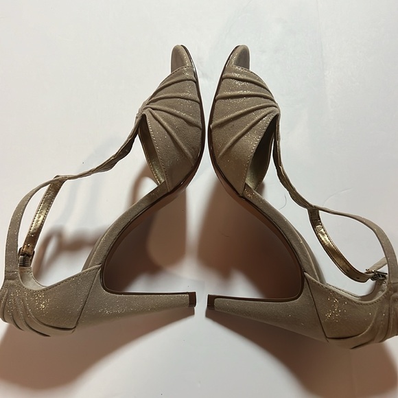 Kelly & Katie Beige Sparkle High Heels Peep Toe Dress Sandals size 9 - Picture 8 of 9